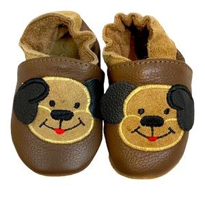 NWT Migues Infant Leather Puppy Slippers, Size 0-6 mos